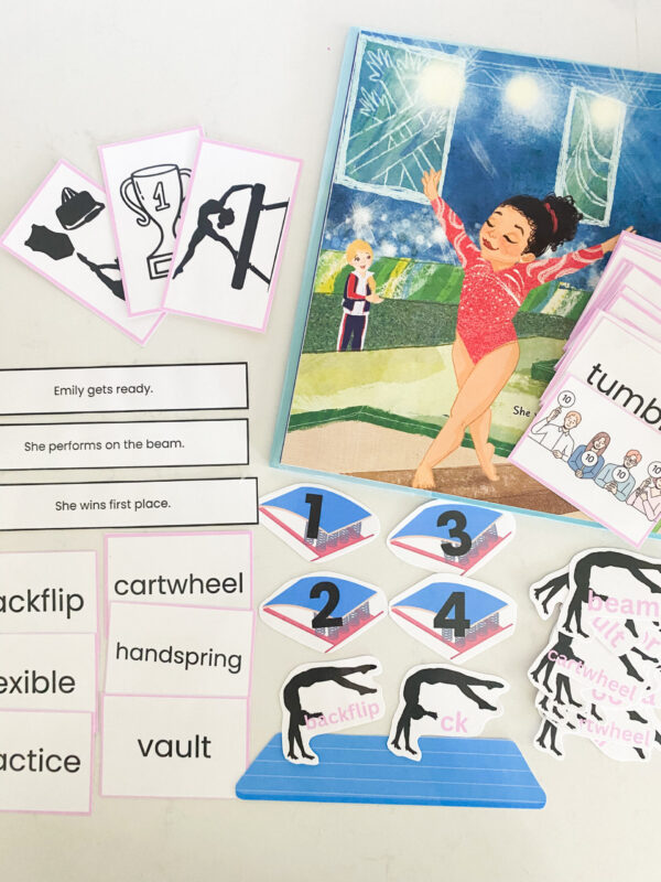 gymnastics themed language arts learning pack (homeschooling, elementary school resources)